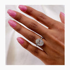 14K White Gold 4.85 Ct Oval Halo Engagement Ring Lab