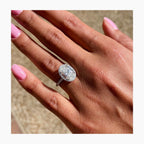 Classic Halo Oval Lab Diamond Ring 4.85 Ct in 14K