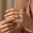 Elegant emerald cut lab grown diamond bridal ring