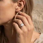 Emerald cut lab diamond anniversary ring for women