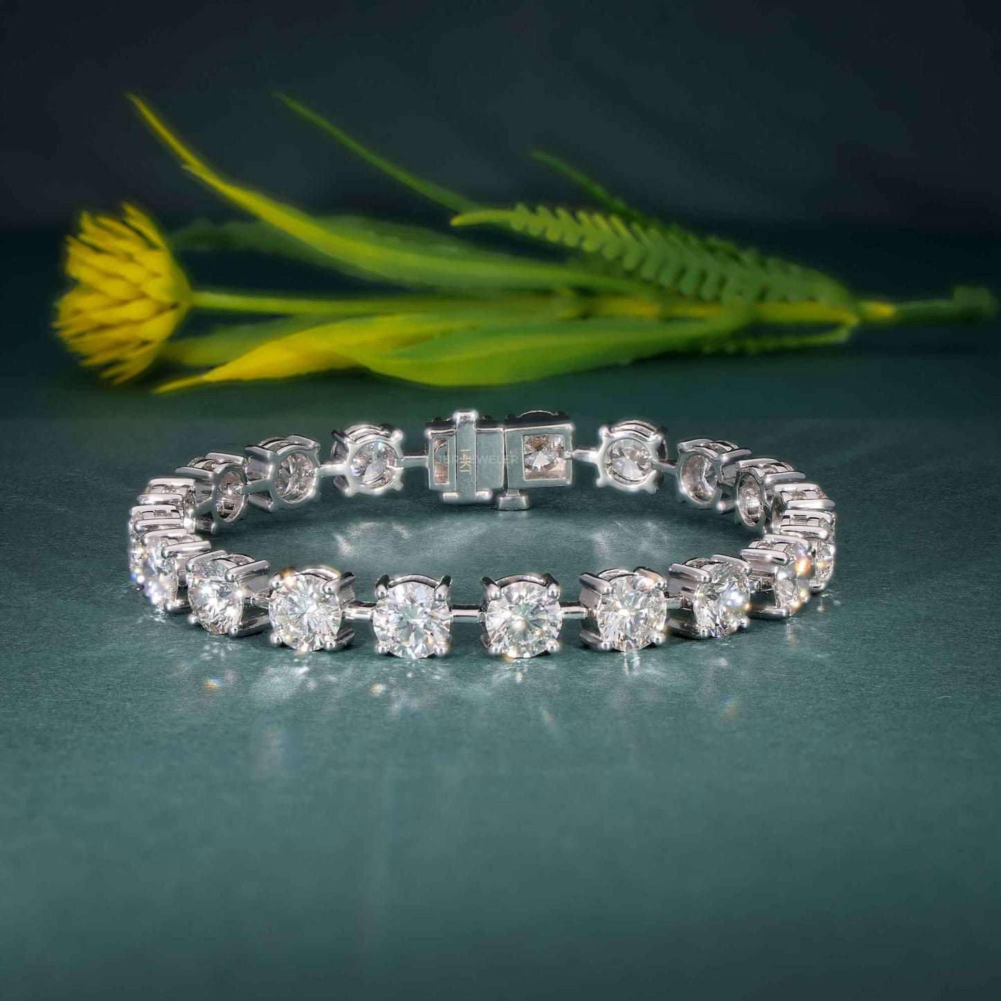 14kt 6.5MM Round White Gold Moissanite Tennis  Luxury Bracelet