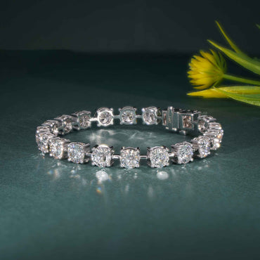 14kt 6.5MM Round White Gold Moissanite Tennis  Luxury Bracelet