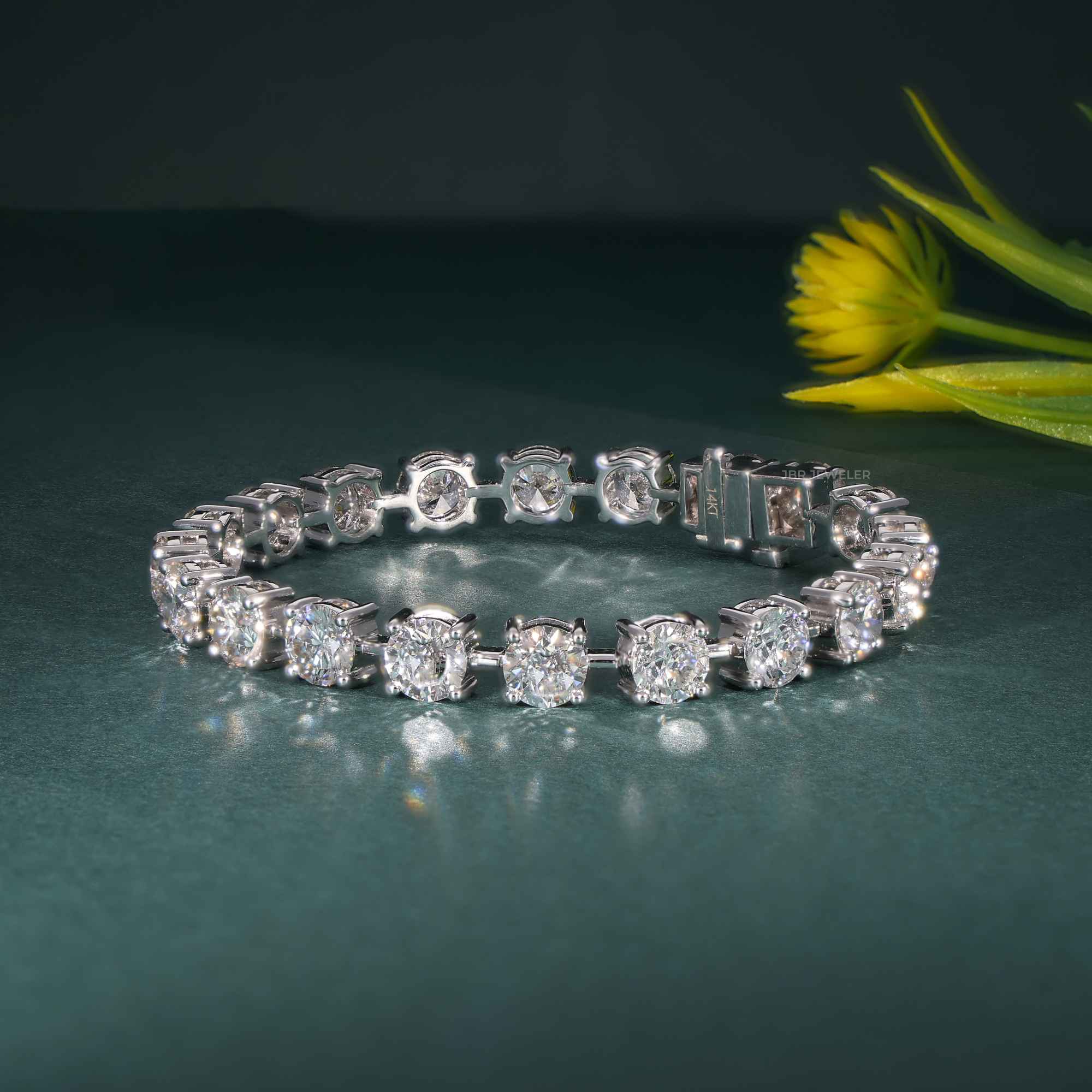 14kt 6.5MM Round White Gold Moissanite Tennis  Luxury Bracelet - JBR Jeweler