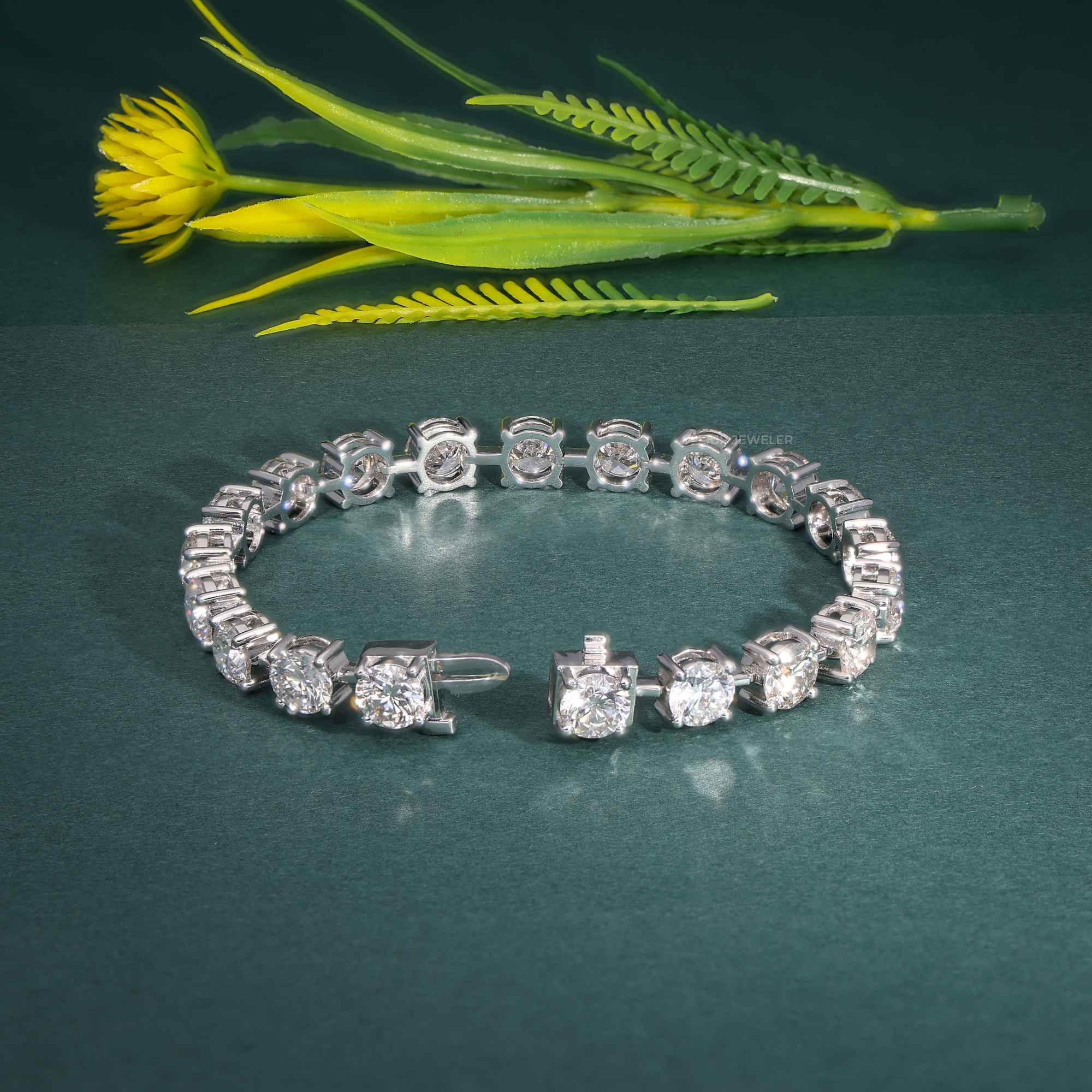 14kt 6.5MM Round White Gold Moissanite Tennis  Luxury Bracelet - JBR Jeweler