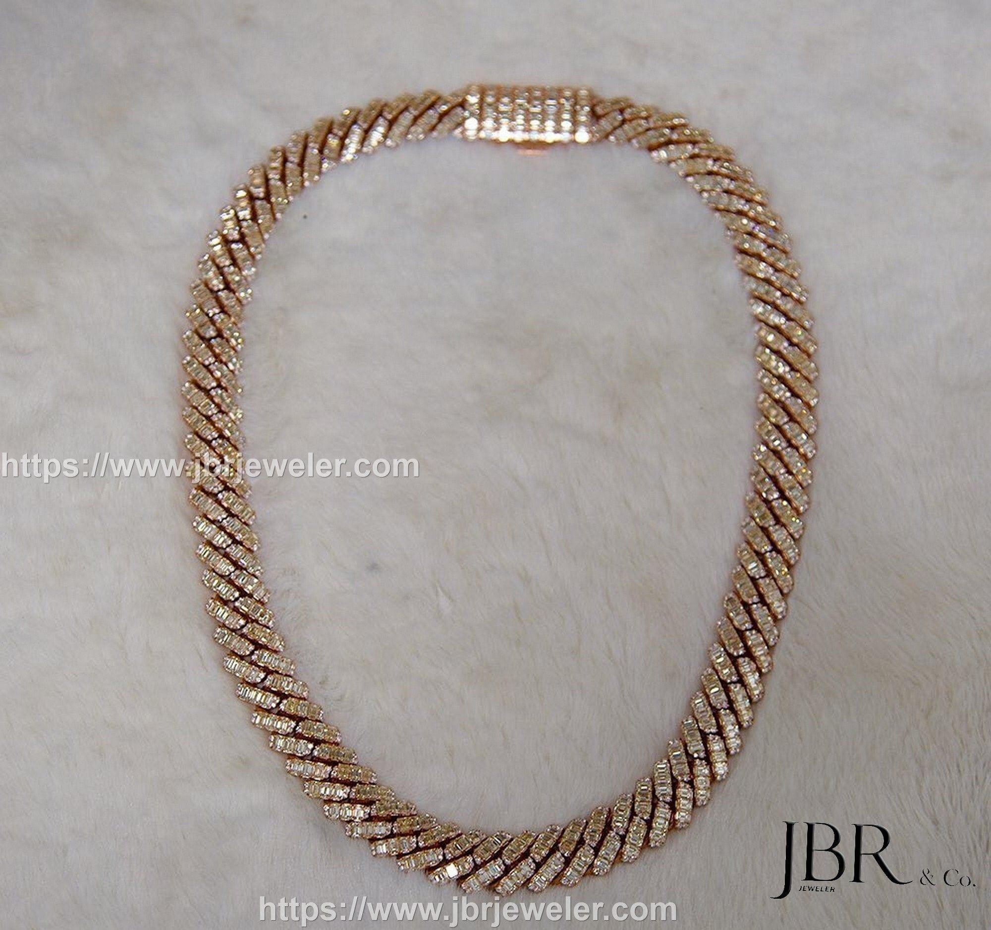 15 MM VVS Emerald And Round Moissanite Diamond Cuban Chain - JBR Jeweler