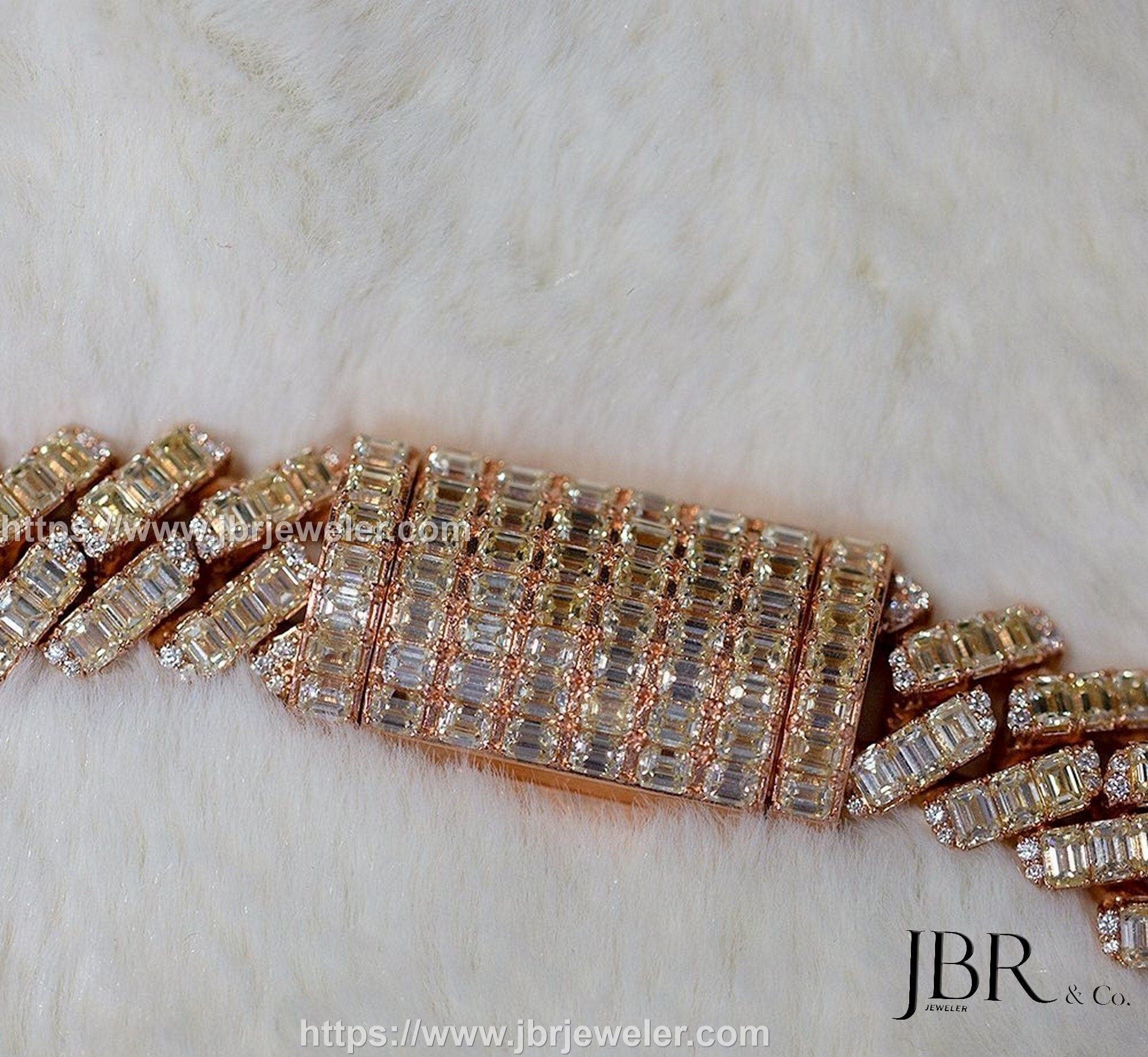 15 MM VVS Emerald And Round Moissanite Diamond Cuban Chain - JBR Jeweler