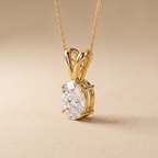 Women's 14K gold oval diamond solitaire necklace