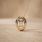 Oval Lab Diamond North South Bezel Solitaire Pendant Necklace