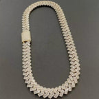 15mm Round And Baguette Moissanite Diamond Cuban Link Iced out Chain - JBR Jeweler