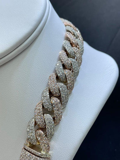 16MM Round Moissanite Diamond 3 Row Iced Out Miami Cuban Link Chain - JBR Jeweler