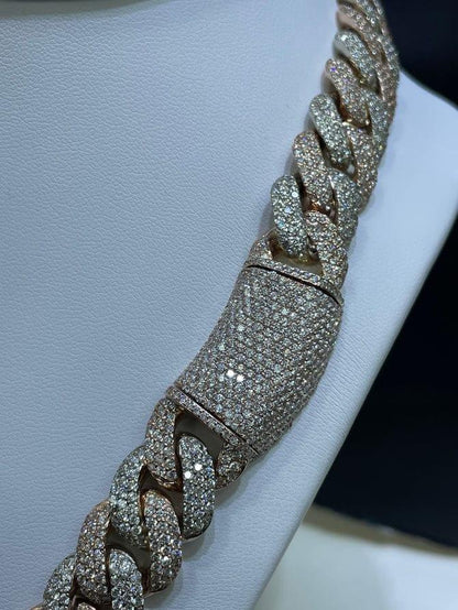 16MM Round Moissanite Diamond 3 Row Iced Out Miami Cuban Link Chain - JBR Jeweler