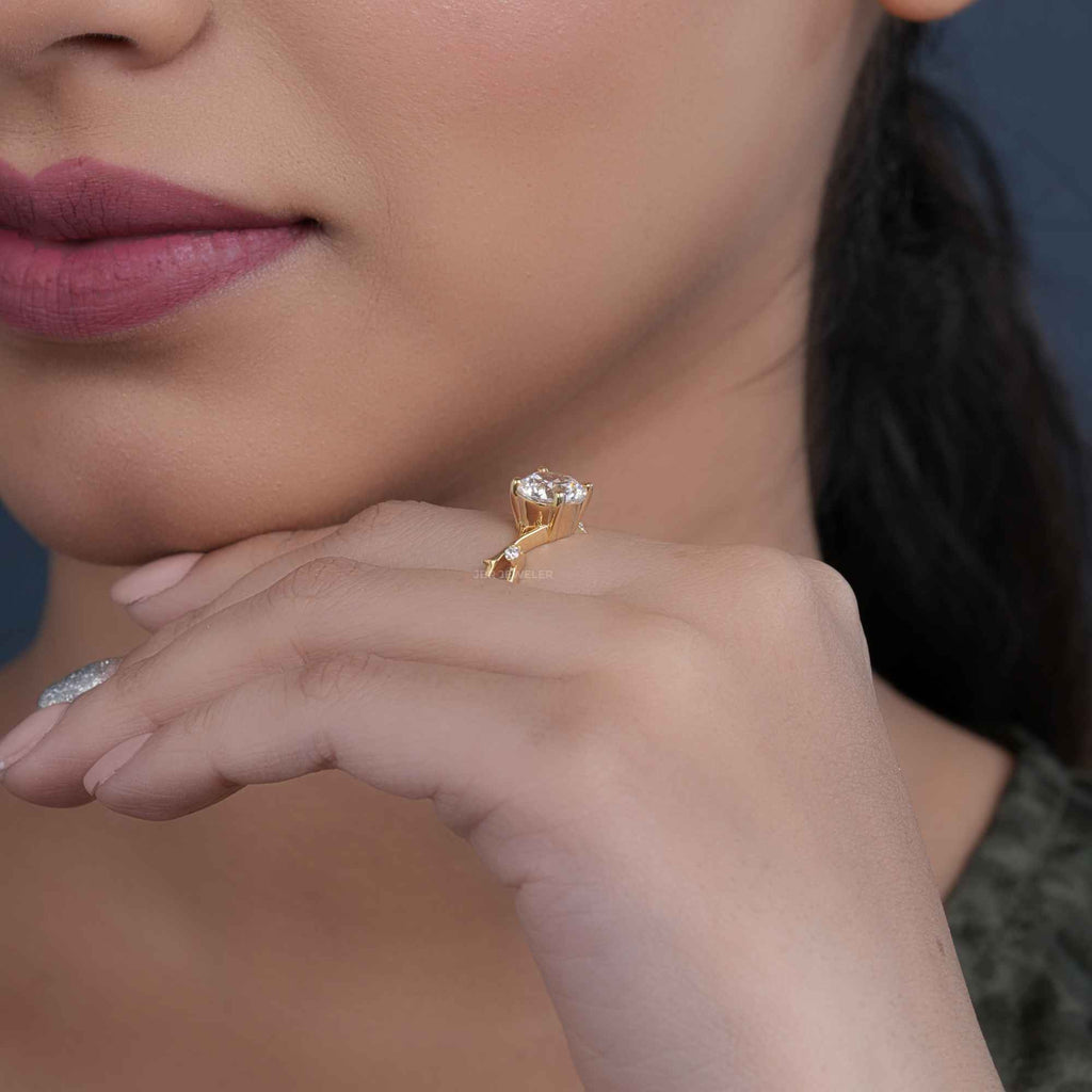 1CT Round Cut Lab Grown-CVD Diamond Branch Shank Engagement Ring - JBR Jeweler