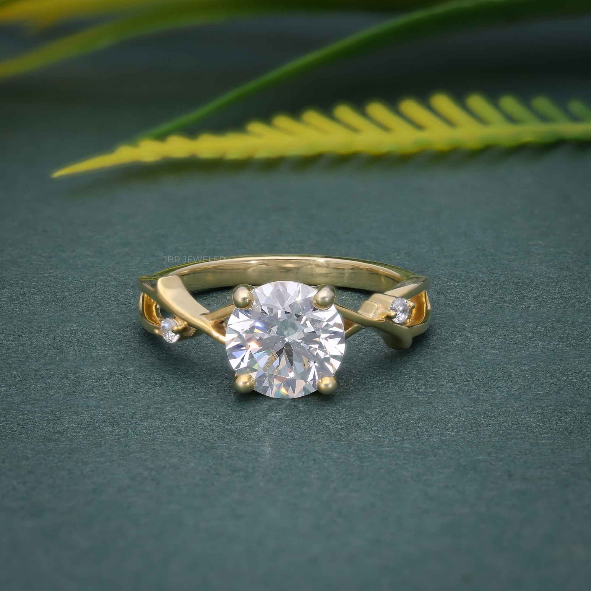 1CT Round Cut Lab Grown-CVD Diamond Branch Shank Engagement Ring - JBR Jeweler