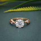 1CT Round Cut Lab Grown-CVD Diamond Branch Shank Engagement Ring - JBR Jeweler