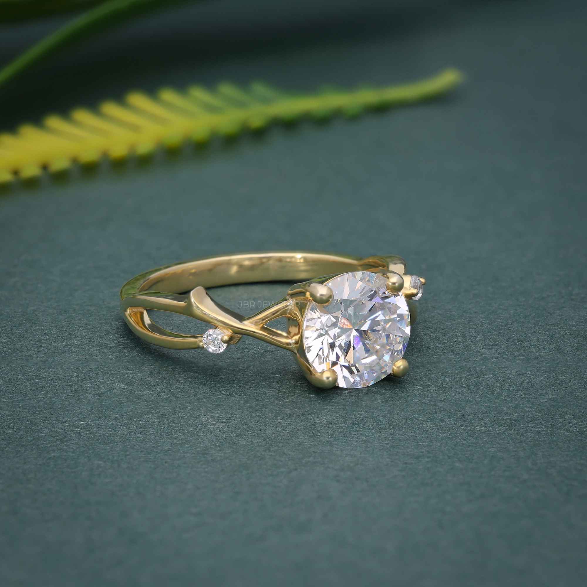 1CT Round Cut Lab Grown-CVD Diamond Branch Shank Engagement Ring - JBR Jeweler