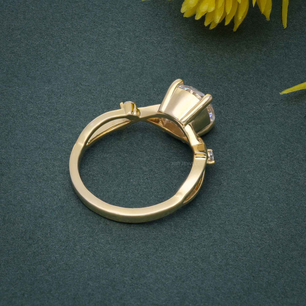 1CT Round Cut Lab Grown-CVD Diamond Branch Shank Engagement Ring - JBR Jeweler