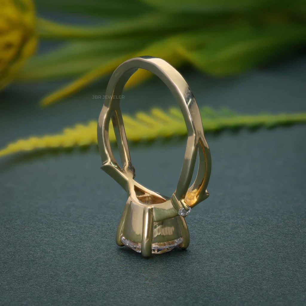 1CT Round Cut Lab Grown-CVD Diamond Branch Shank Engagement Ring - JBR Jeweler