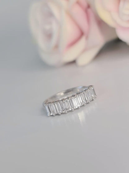 1CT Baguette Lab-Grown Diamond Half Eternity Wedding Band - JBR Jeweler