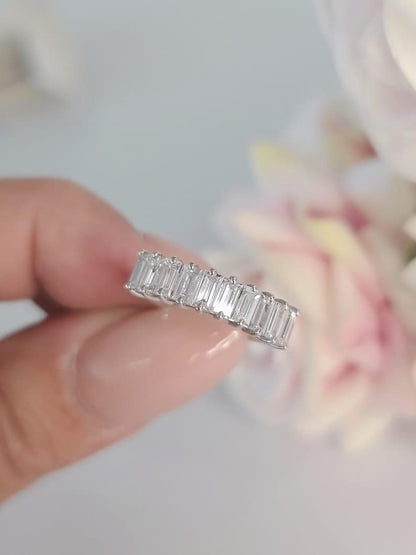 1CT Baguette Lab-Grown Diamond Half Eternity Wedding Band - JBR Jeweler