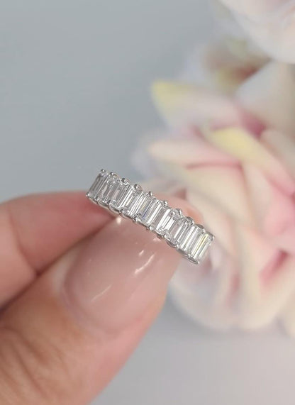 1CT Baguette Lab-Grown Diamond Half Eternity Wedding Band - JBR Jeweler