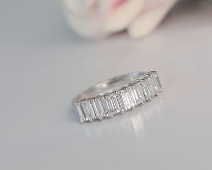 1CT Baguette Lab-Grown Diamond Half Eternity Wedding Band - JBR Jeweler