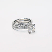 1CT Cushion Cut Moissanite Wedding Ring with Two Stacking Band - JBR Jeweler