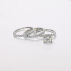 1CT Cushion Cut Moissanite Wedding Ring with Two Stacking Band - JBR Jeweler