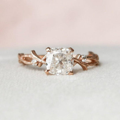 1CT Cushion Lab-Grown Diamond Solitaire Branch Engagement Ring - JBR Jeweler