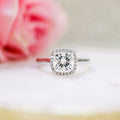 1CT Cushion Lab-Grown Diamond Solitaire Cathedral Set Engagement Ring - JBR Jeweler