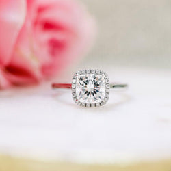 1CT Cushion Lab-Grown Diamond Solitaire Cathedral Set Engagement Ring - JBR Jeweler