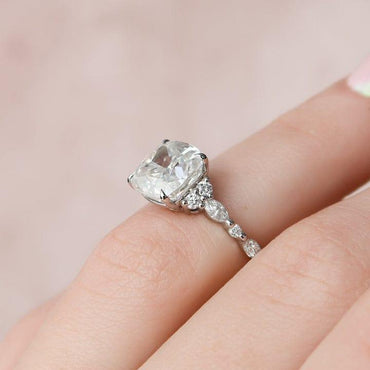 1CT Cushion Lab-Grown Diamond Solitaire East West Engagement Ring - JBR Jeweler