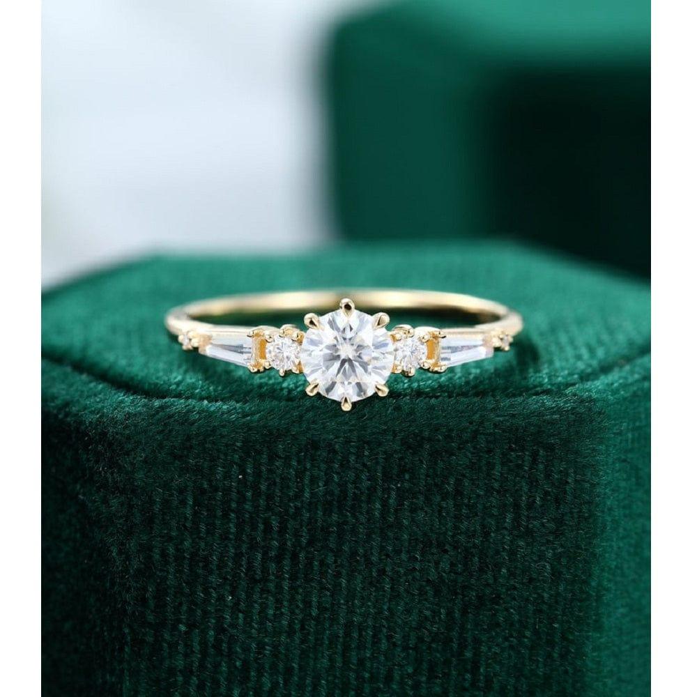 1CT Dainty Round Moissanite Six Prong Engagement Ring for Her - JBR Jeweler