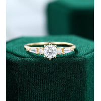 1CT Dainty Round Moissanite Six Prong Engagement Ring for Her - JBR Jeweler