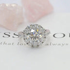 1Ct Diamond Round Cut Lab Grown Halo Set Engagement Ring - JBR Jeweler