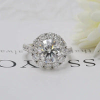 1Ct Diamond Round Cut Lab Grown Halo Set Engagement Ring - JBR Jeweler