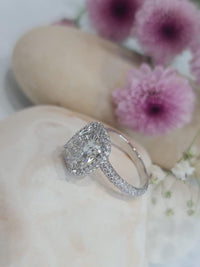 1CT Elongated Cushion Cut Halo Lab-Grown Diamond Engagement Ring - JBR Jeweler