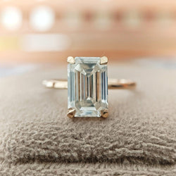 1CT Emerald Cut Double Halo Lab-Grown Diamond Engagement Ring - JBR Jeweler