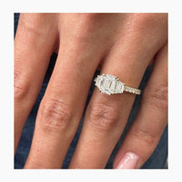 1Ct Emerald Cut Lab Grown Diamond Trapezoid Side Stone Engagement Ring - JBR Jeweler