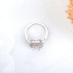 1CT Emerald Cut Lab-Grown Diamond Two Tone Halo Engagement Ring - JBR Jeweler