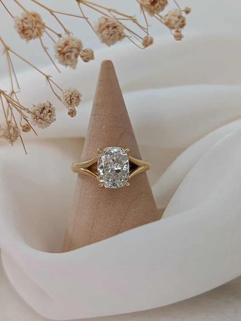 1CT Long Cushion Cut Lab-Grown Diamond Engagement Ring - JBR Jeweler