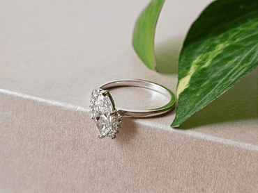 1CT Marquise Cut Double Halo Lab-Grown Diamond Minimalist Engagement Ring - JBR Jeweler