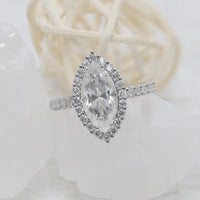 1Ct Marquise Cut Lab Grown-CVD Diamond Halo Set Engagement Ring - JBR Jeweler