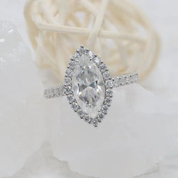 1Ct Marquise Cut Lab Grown-CVD Diamond Halo Set Engagement Ring - JBR Jeweler