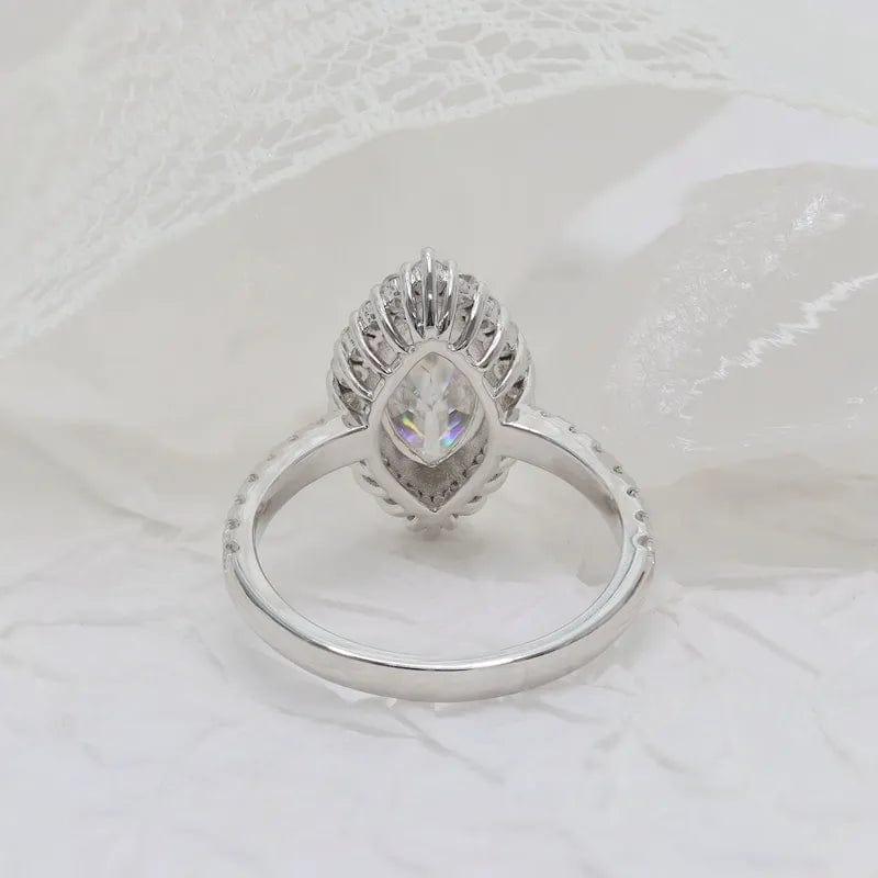 1Ct Marquise Cut Lab Grown-CVD Diamond Halo Set Engagement Ring - JBR Jeweler