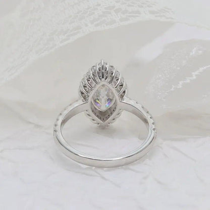 1Ct Marquise Cut Lab Grown-CVD Diamond Halo Set Engagement Ring - JBR Jeweler