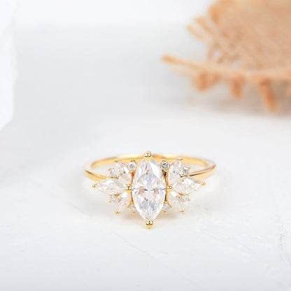 1CT Marquise Cut Lab-Grown Diamond Unique Style Engagement Ring - JBR Jeweler