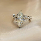 1CT Marquise Cut Leaf Design Moissanite Engagement Ring - JBR Jeweler