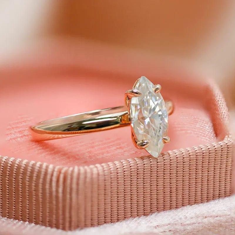 1Ct Marquise Shaped Lab Grown Diamond Solitaire Engagement Ring - JBR Jeweler