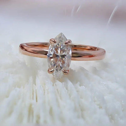 1Ct Marquise Shaped Lab Grown Diamond Solitaire Engagement Ring - JBR Jeweler