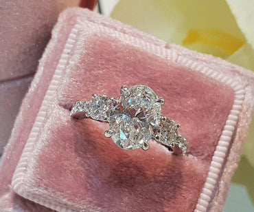 1CT Oval Cut Lab-Grown Diamond Three Stone Engagement Ring - JBR Jeweler